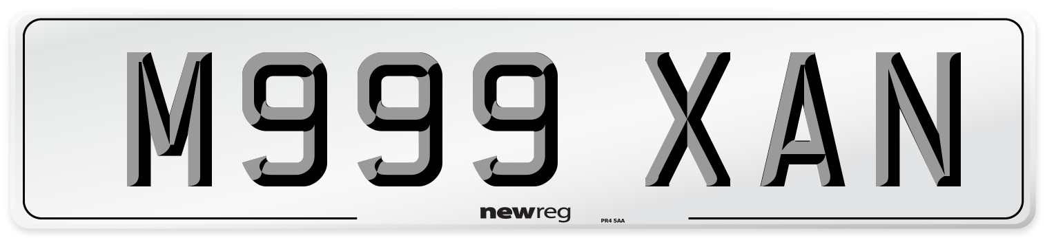 M999 XAN Number Plate from New Reg